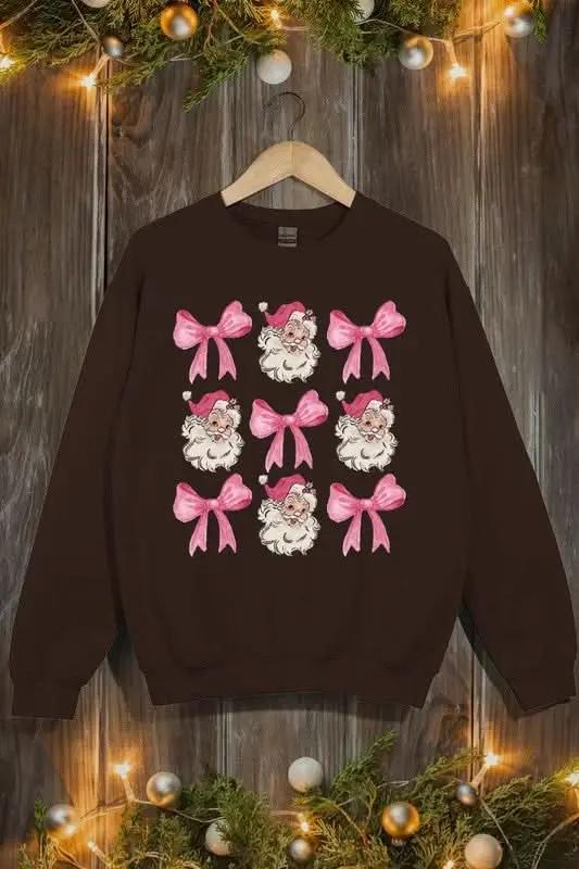 Coquette Pink Christmas Graphic Fleece Sweatshirts - Love Salve